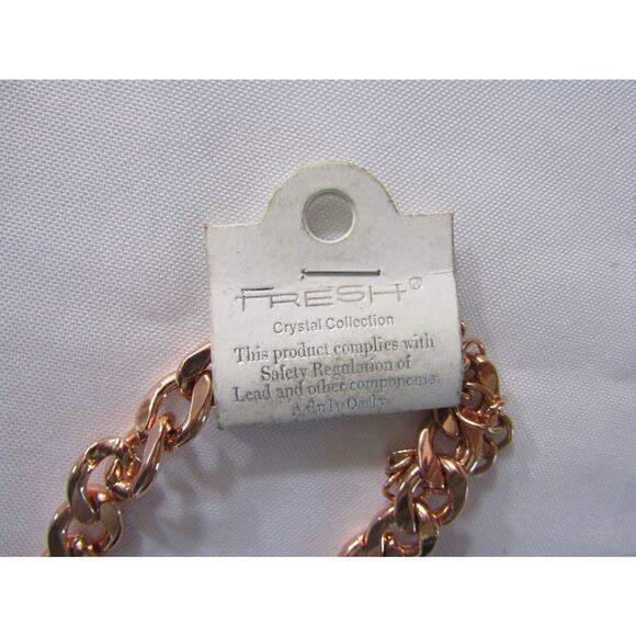 Fresh Gold Tone Starfish Rhinestone Pendant Chain Necklace 22" Oval Boho Ocean - Picture 5 of 6